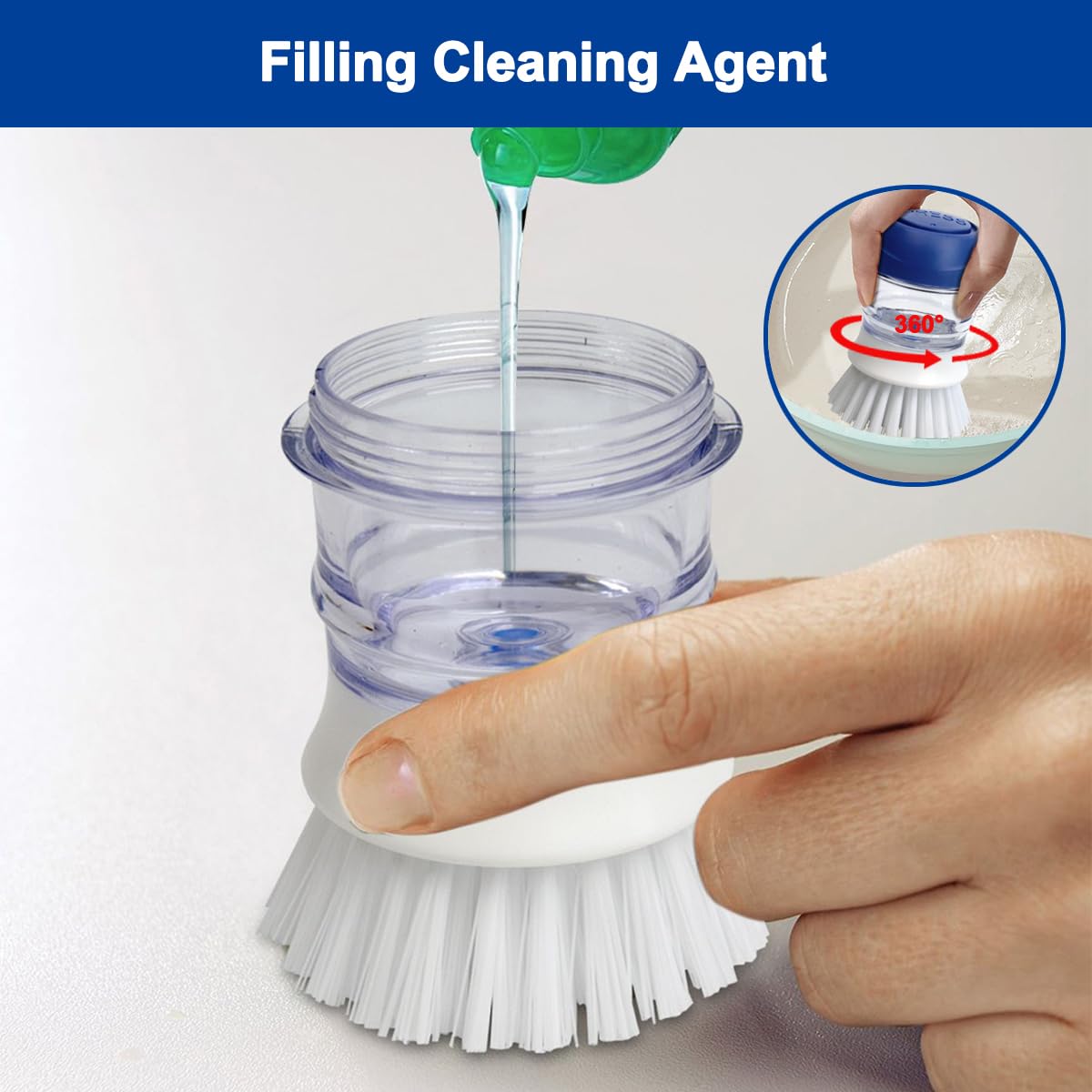 CELOX Soap Dispensing Dish Brush with Holder, Dish Scrub Brush with Holder
