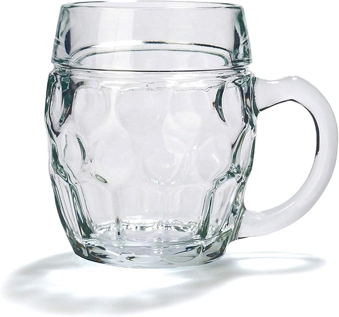 Oberglas Tübinger Augenkanne Beer Mugs Set of 6 – 300 ml with Fill Mark and Crest – Durable Soda Lime Glass – Dishwasher Safe – Traditional German Stein Design