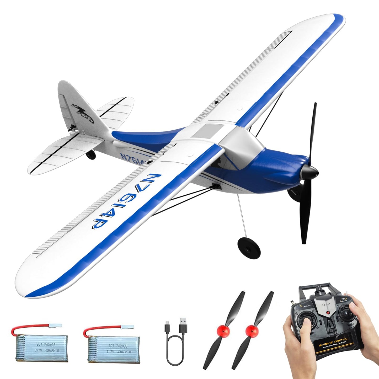 RCSHOBBY RC Plane Sport Cub 500 S2 RC Airplane RTF 4 CH Remote Control Airplane with Gyro Stabilization System& One Key Aerobatic, Ready to Fly for Beginners,Adults