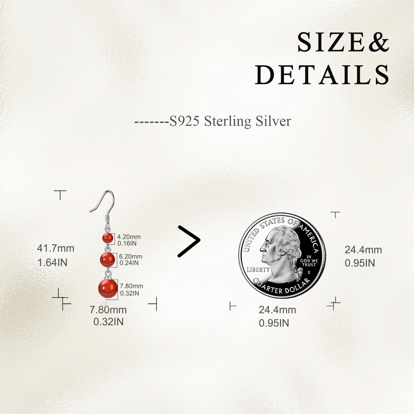 925 Sterling Silver Carnelian Dangle Earrings Red Agate Drop Jewelry Birthday Gifts for Women (Carnelian)