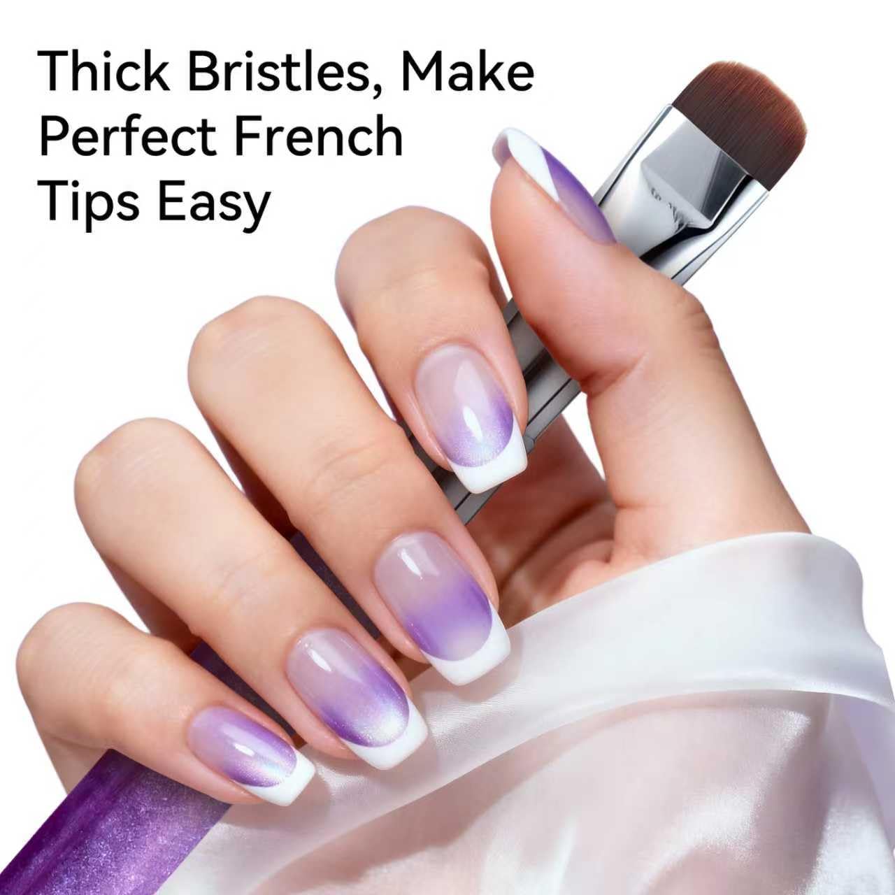GSWOI French Tip & Nail Cleaning Brush - Dual Function Gel Polish Clean Up Tool with Custom Firm Bristles for Professional Manicure (F16)