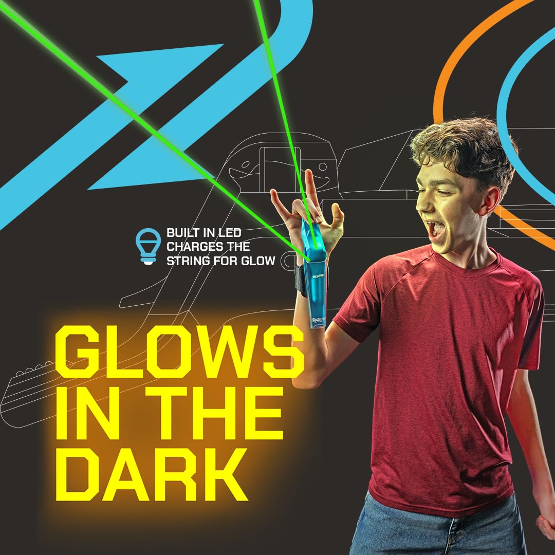ZipString Aracna Glow-in-the-Dark Webshooter – Superhero String Launcher Toy for Kids, Teens & Adults – Patented, Reloading, Durable & Viral Web Shooting Action Toy for Endless Tricks & Epic Battles