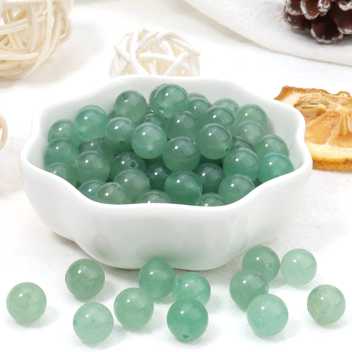 45pcs 8mm Natural Stone Beads Green Aventurine Beads Energy Crystal Healing Power Gemstone for Jewelry Making, DIY Bracelet Necklace