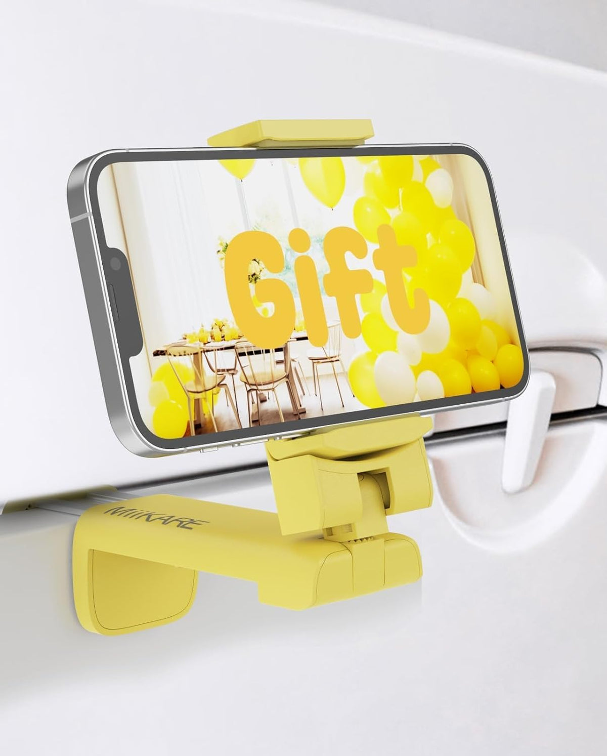 MiiKARE Yellow Phone Holder, Universal Portable Electronic Device Mount for Flying, 360 Degree Rotation, Compatible with iPhone, Samsung, Google, Xiaomi etc.