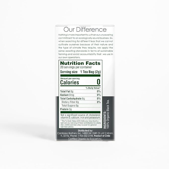 Garden of the Andes - Organic Ceylon Black Tea - 20 Tea Bags per Box, Pack of 6 (120 Tea Bags) - Estate-Grown Single-Origin - Robust Aromatic Flavor, Traceable Farm-to-Cup