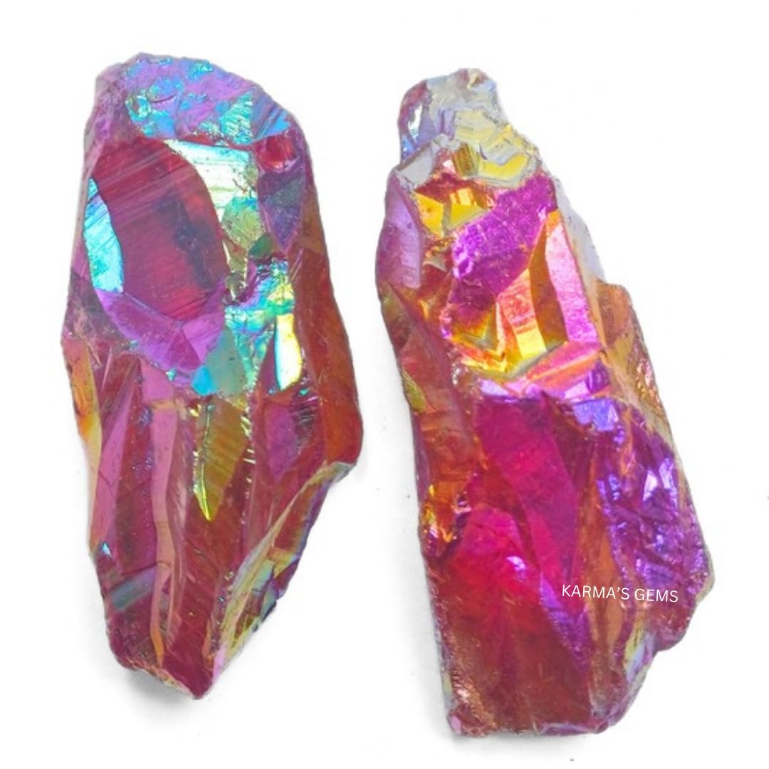 Crystals, Rocks, Jade, Crystals and Healing Stones, Witchcraft Supplies, Healing Crystals, Stones, Healing Stones, Rock Collection, Agate, Raw Stones (Ruby Aura Quartz, 2 Pcs)