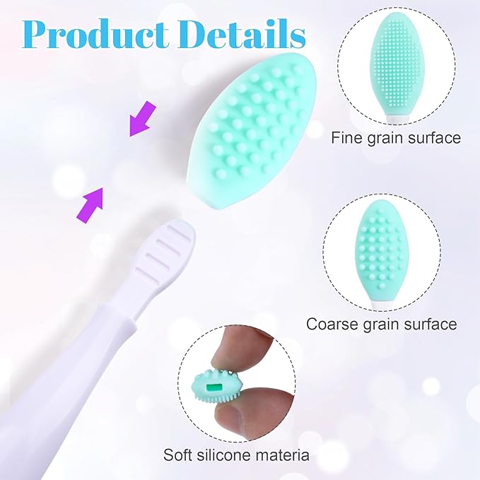 4pcs Lip Scrub Brush, Silicone Lip Exfoliator Brushes Scrubber Tool, Double-Sided Lip Cleaning Exfoliating Remove Dead Skin Tool for Men Women Dark Lips- Pink & Green & Blue & Yellow