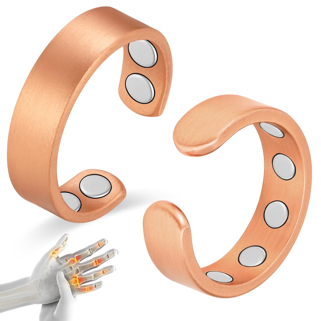 Cigmag 9X Copper Rings for Women Men, with Powerful Magnets, Adjustable Solid Pure Copper (Matte)