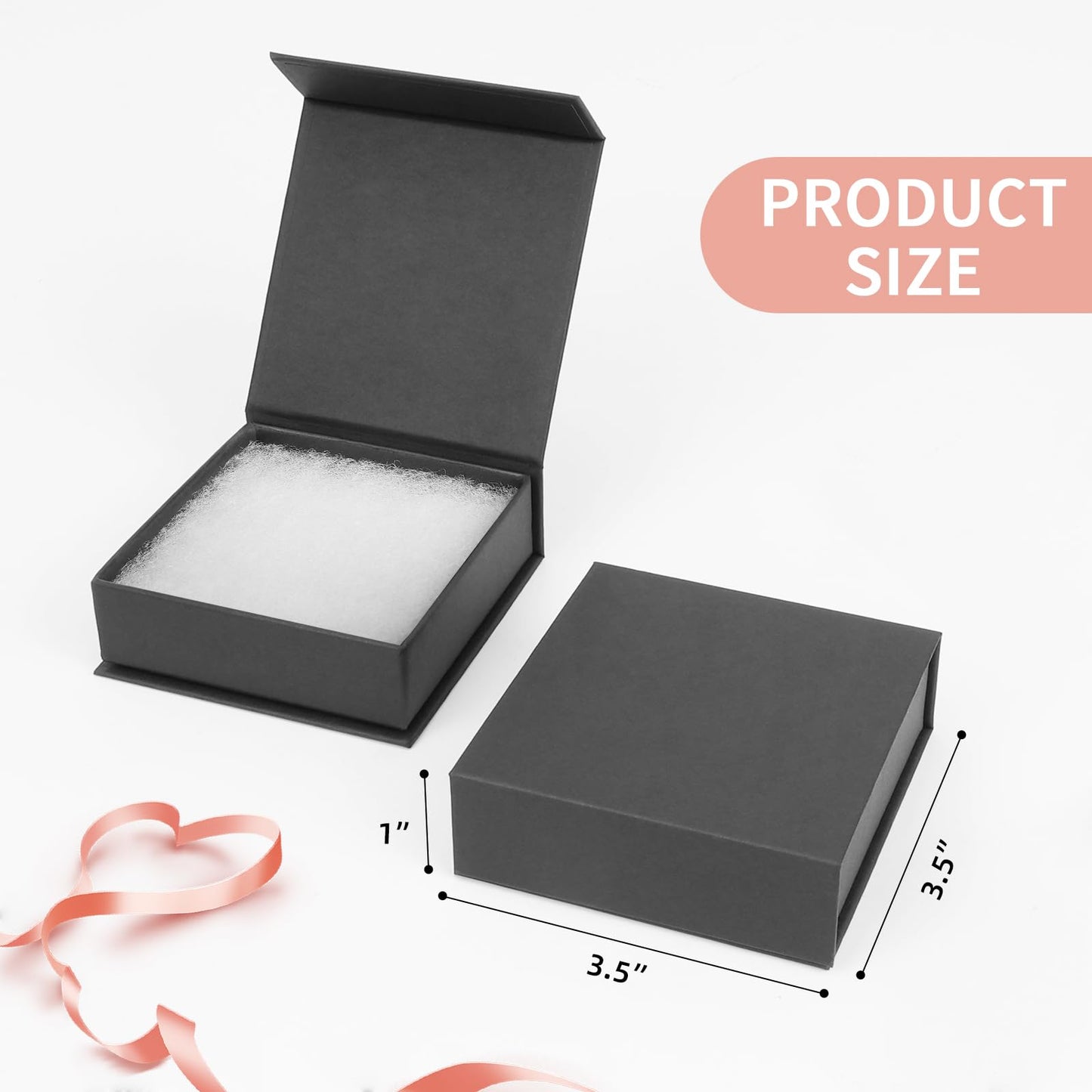 Mirgrime Jewelry Gift Boxes, 5 Pack 3.5x3.5x1 inch Small Jewelry Boxes, Cardboard Jewelry Box for Necklaces Bracelet Earring Ring(Black)
