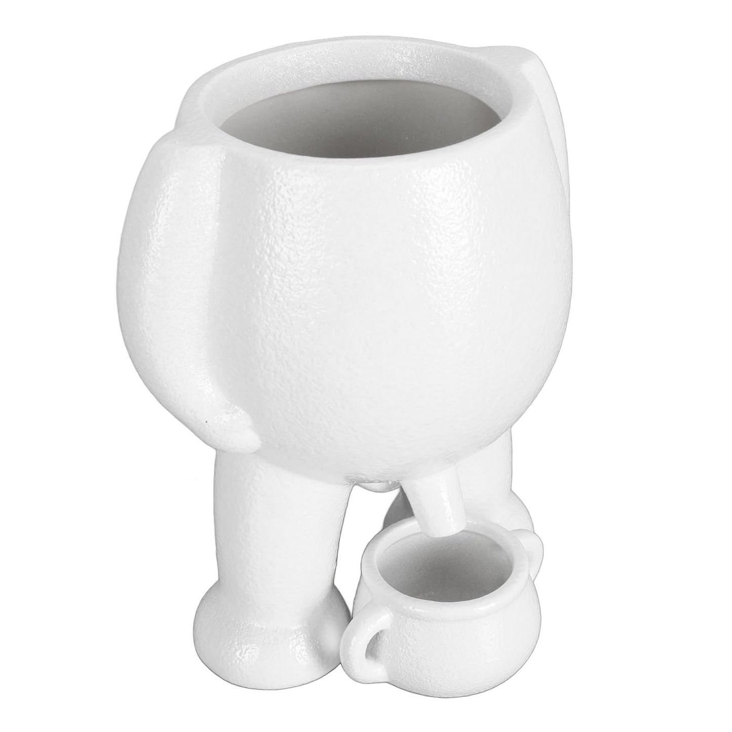 RIZGHWOY Human Figure Shaped Ceramic Flower Planter, Decorative Desktop Plant Pot, White