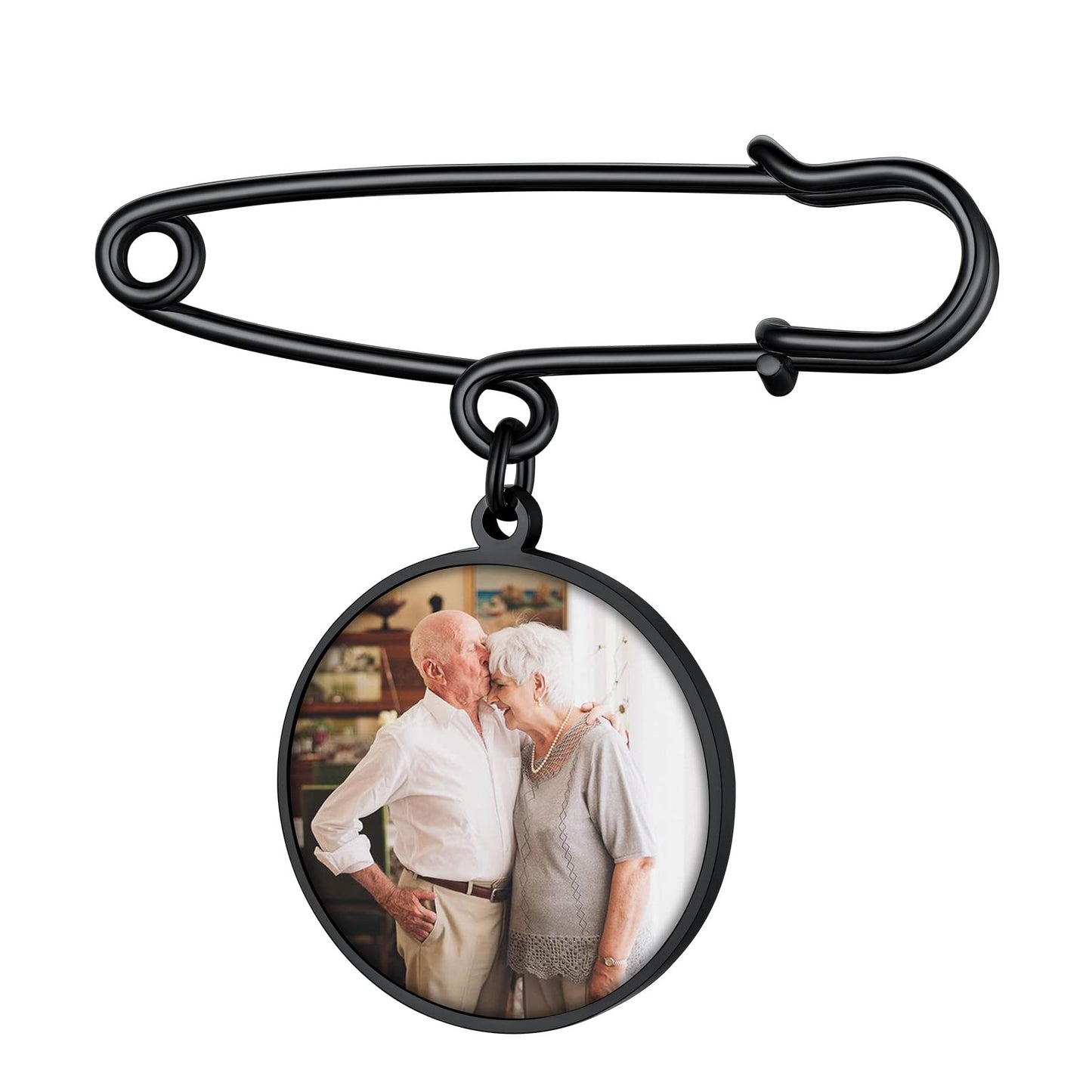 Custom4U Custom Bouquet Charms for Wedding Memory Round Brooch Pins Photo Charm for Women Men
