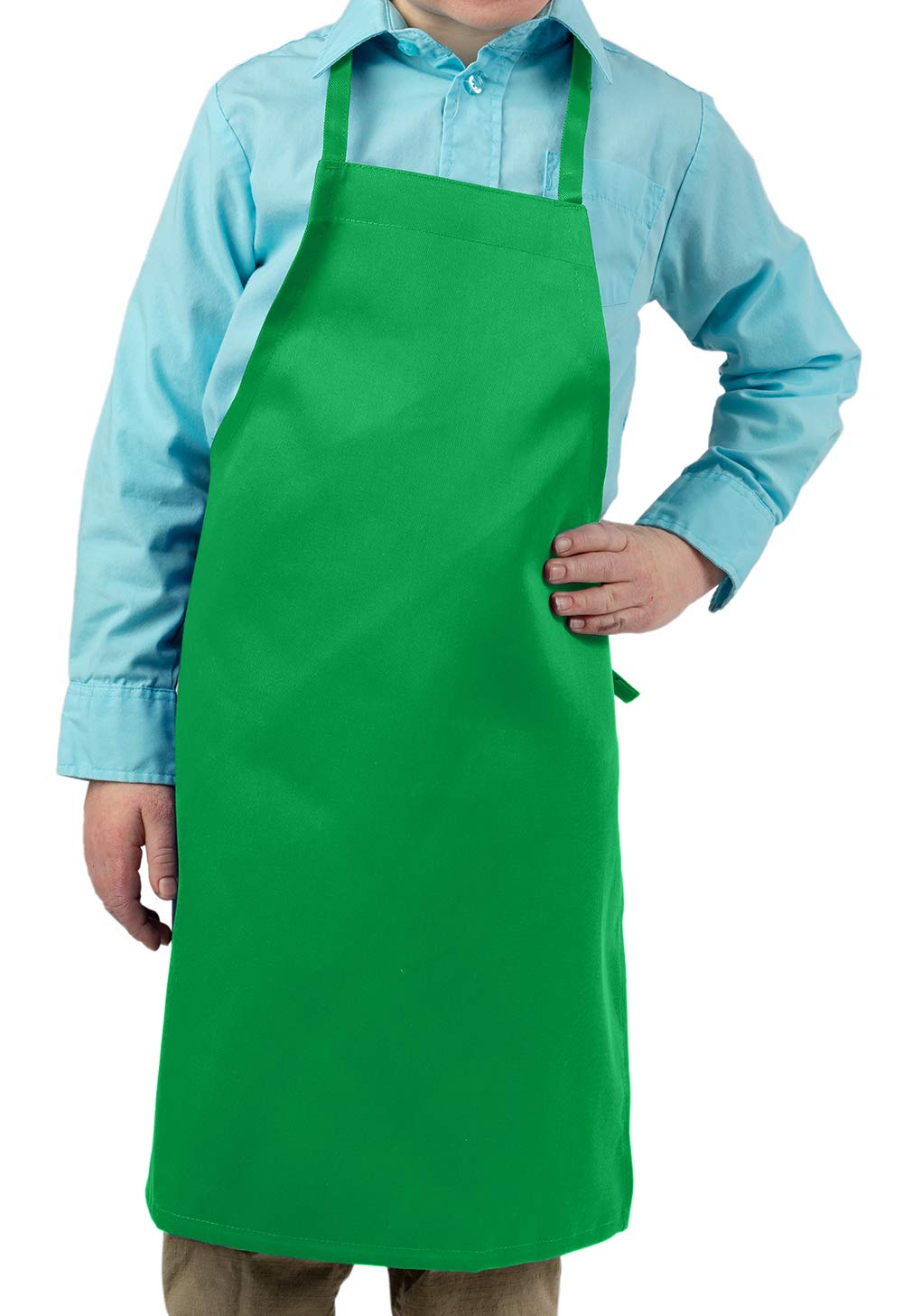 KNG Kids Cooking Apron for Girls and Boys Medium, Kelly Green, 6 Pack