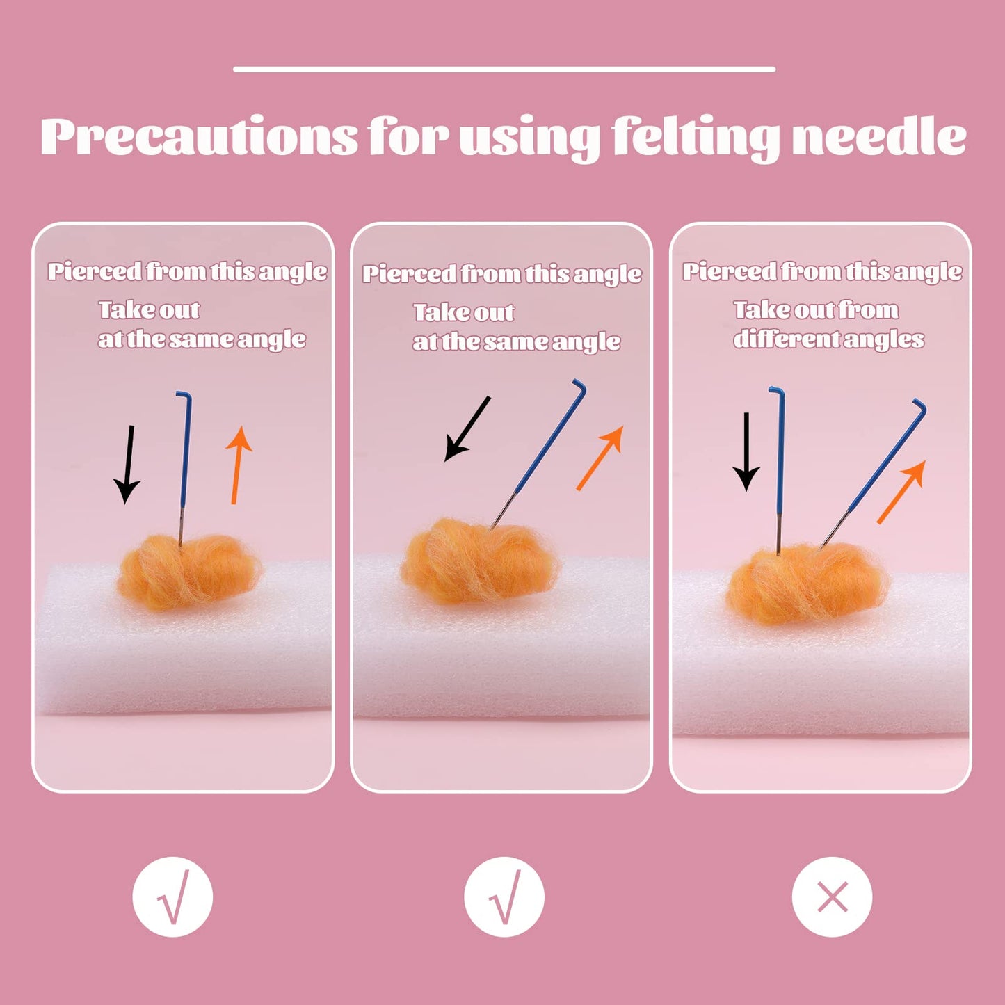 JUPEAN Needle Felting Kit, Wool Roving (5g/Color), 18 Pieces Felting Needles 6 Colors, 36 Gauge, 38 Gauge, 40gauge Felting Starter Kit with Basic Felt Tools and Supplies