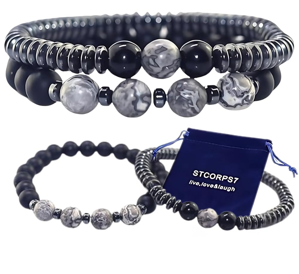 STCORPS7 Gifts for Women, Gifts for Women, Magnetic Bracelet Arthritis Energy Healthy Jewelry Therapy for Sleep, Hematite Bracelet, Crystal Jewelry Bring Luck, Prosperity and Happiness
