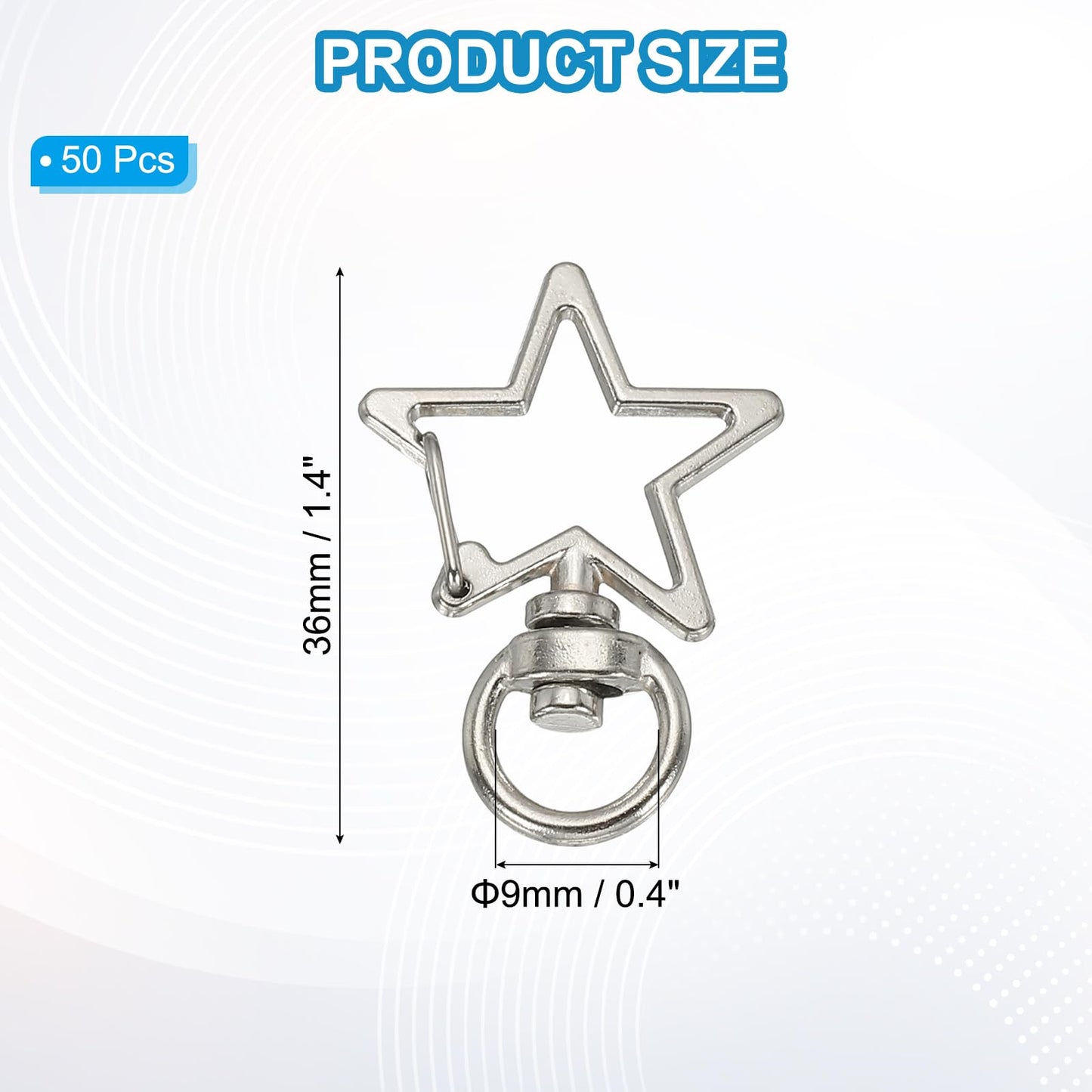 PATIKIL Swivel Lobster Clasp, 50 Pcs Star Shape Swivel Clasp Hooks Metal Snap Clips Lanyard Claw Clasps Key Chain Making Kit for DIY Crafts Purse Bag Connector Hardware, Silver Tone