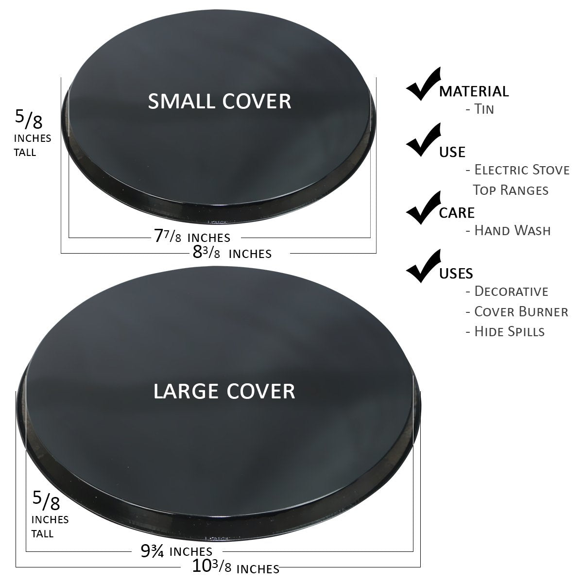 Reston Lloyd Electric Stove Burner Covers, Set of 4, Black, 10" x 0.5" x 10" (length x width x height)