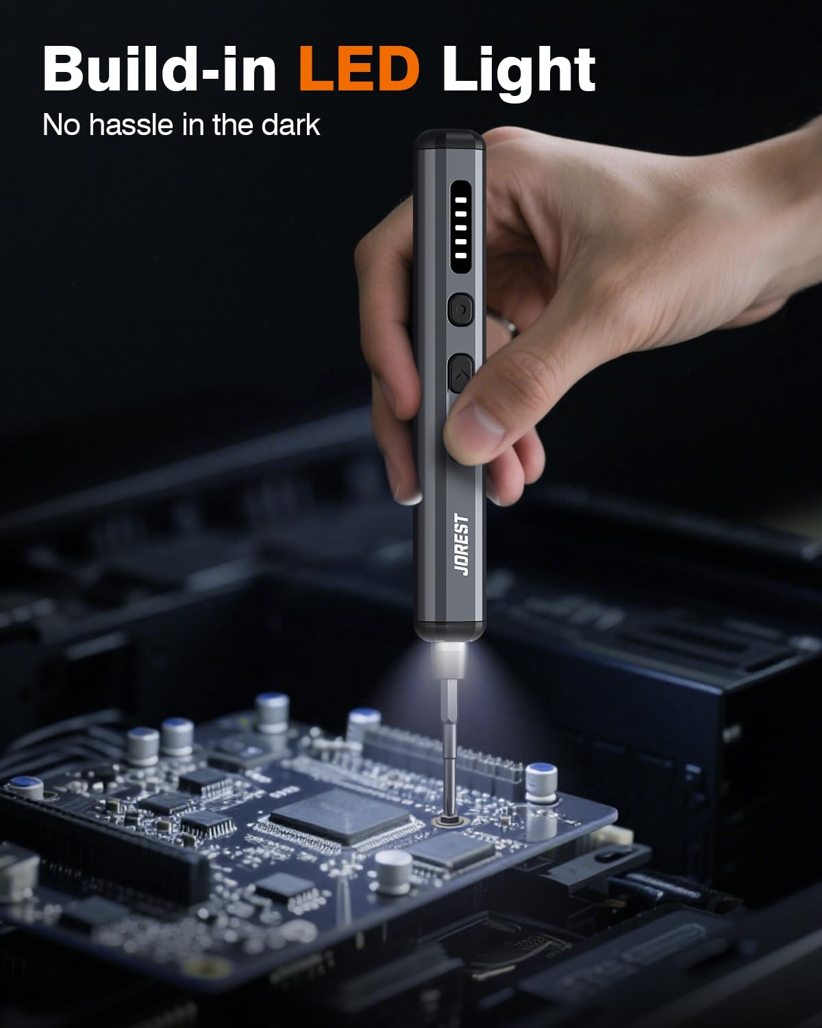 JOREST Mini Electric Screwdriver,Cordless Precision Screwdriver set with 38-in-1 Magnetic Bits, 5 Torque Settings, Repair Tool for iPhones, Laptop, Drone, Game Console, Camera;Birthday Gift for Father