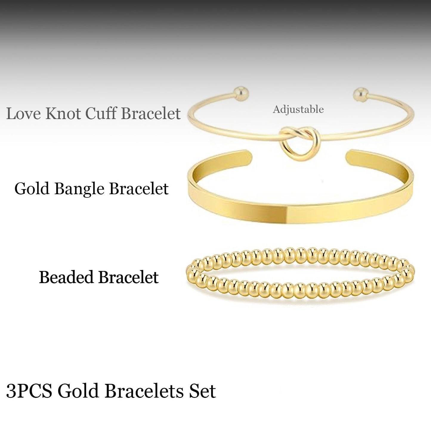 HERIER Gold Bangle Bracelets Stack for Women Trendy 14K Gold Plated Bead Chain Bracelets Set Jewelry for Women Non Tarnish