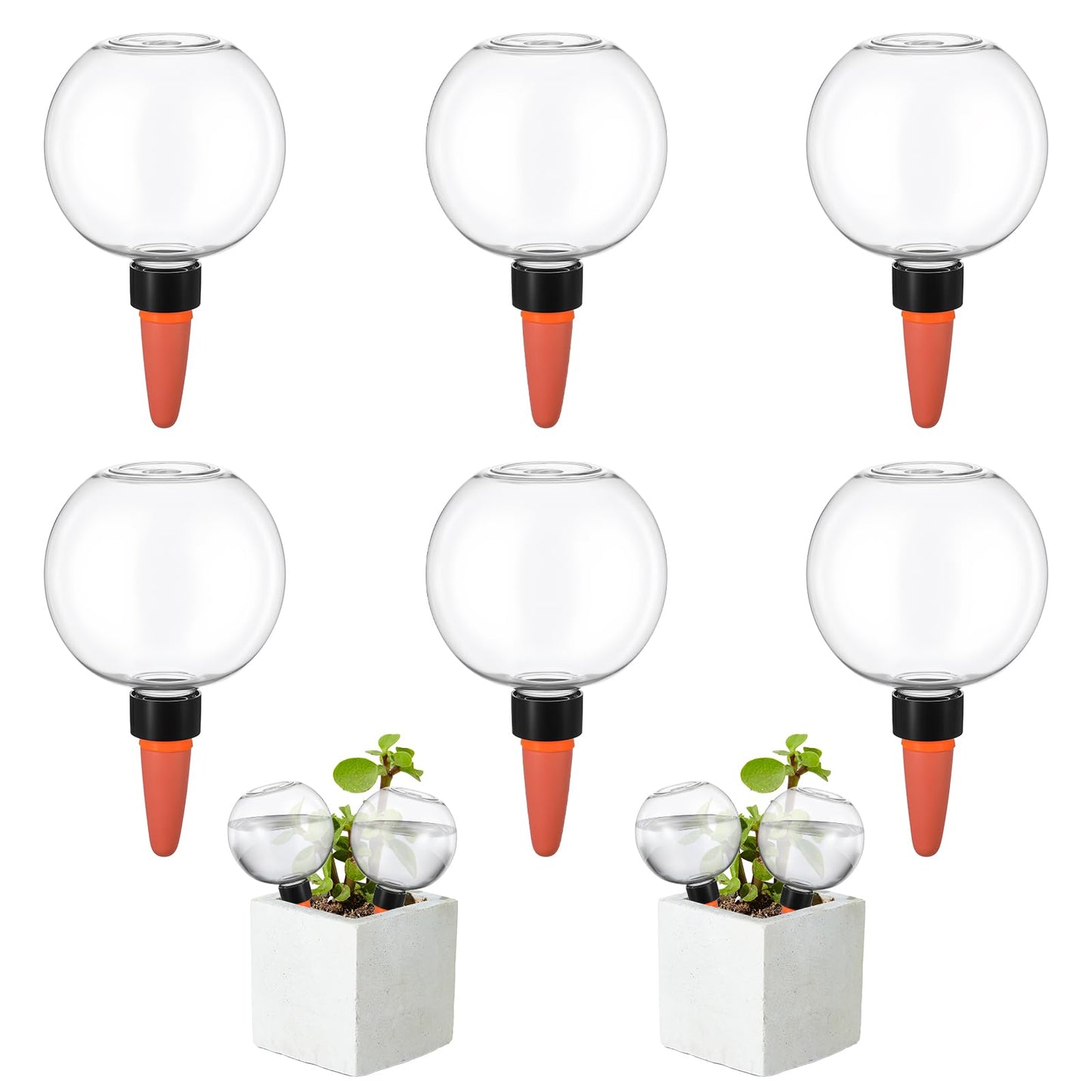 Kifmurase 6Pcs Self-Watering Globes for Indoor Plants, Automatic Watering Planter Insert, Slow Release Terracotta Planter Insert, 17.5oz Watering Bulbs with Slow Release Control Water Dripper
