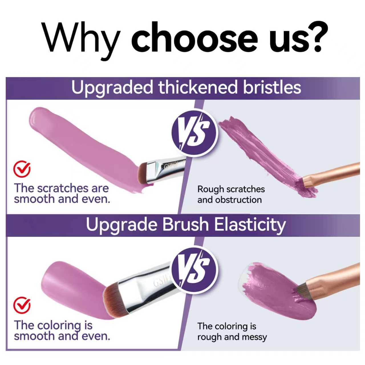 GSWOI French Tip & Nail Cleaning Brush - Dual Function Gel Polish Clean Up Tool with Custom Firm Bristles for Professional Manicure (F16)