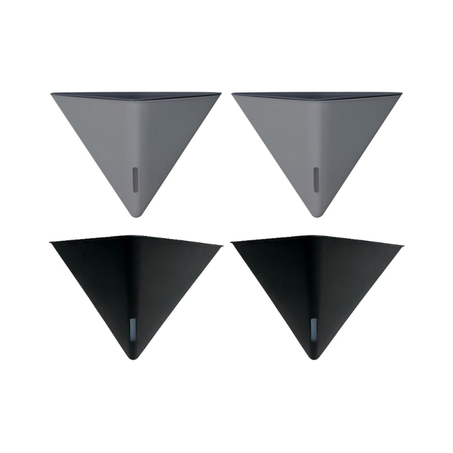 LaLaGreen Bundle - 12" x 2 Pack Gray + 12" x 2 Pack Black Large Self Watering Geometric Hanging Flower Vase Vessel with Metal Hanger, Modern Stylish Wall Mounted Succulent Pot Holder Decor