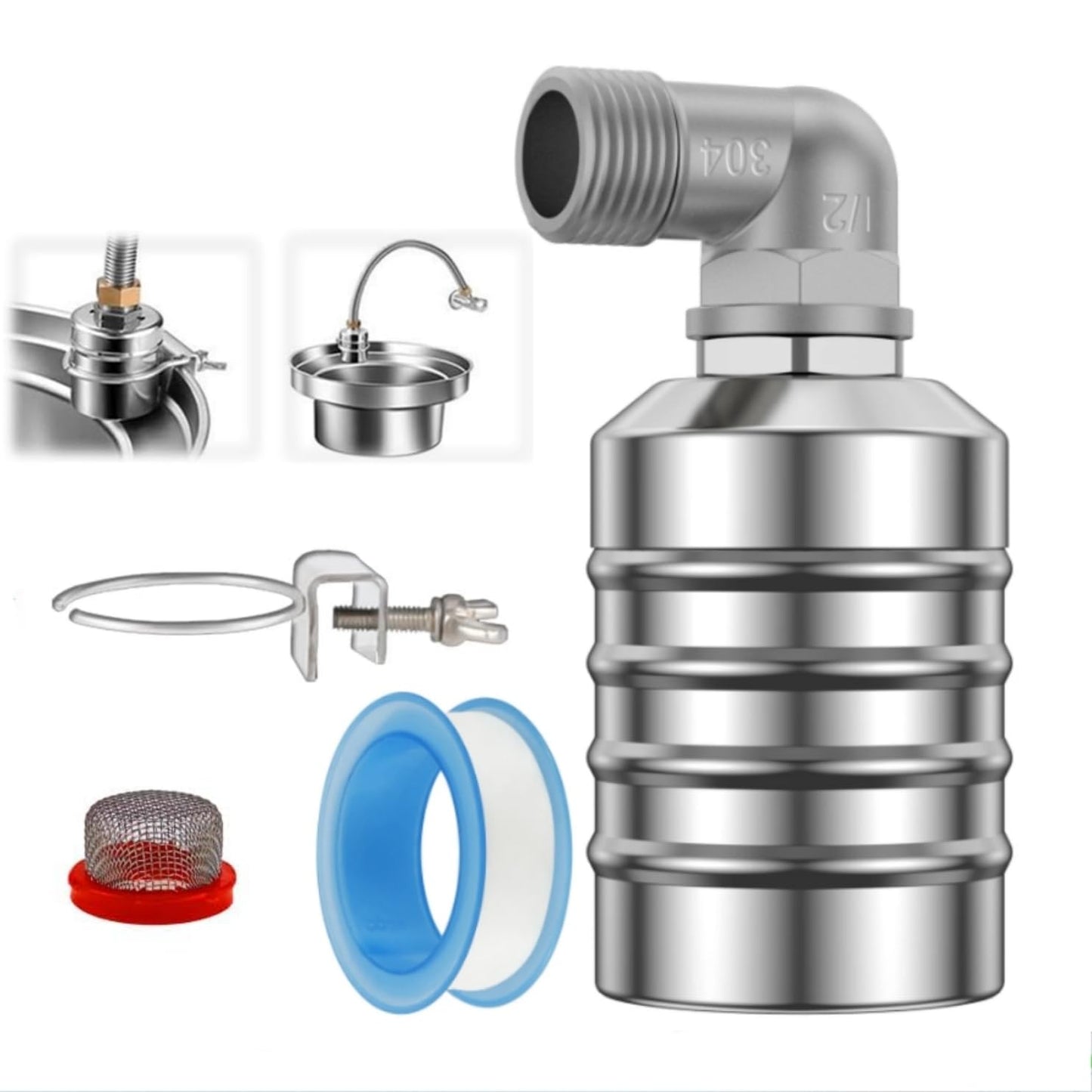 Automatic Float Valve,1/2" to 3/4'' Water Float Valve 304 Stainless Steel Fully Automatic Water Level Control Float Valve for Water Tank, Pool, Water Tank, Livestock Troughs.