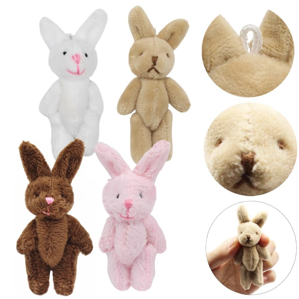 YGbridge Mini Plush Bunny, 12 Pcs Tiny Stuffed Animals, 3.2 Inch Easter Bunny Doll, Soft Rabbit for Easter, Birthday, Wedding Decorations, Easter Basket Stuffers (3.2 Inch)