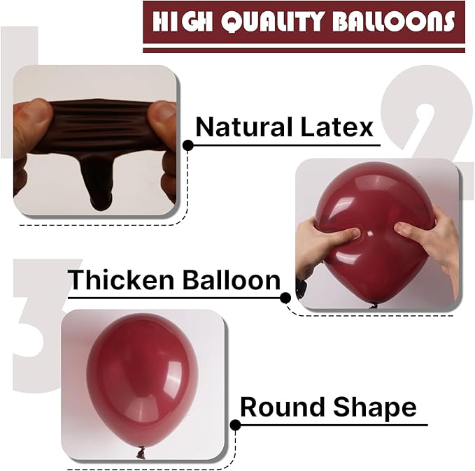 PartyWoo Burgundy Balloons 85 pcs Different Sizes of 18 12 10 5 Inch Dark Chestnut Red Maroon Balloon Arch Kit Garland for Birthday Graduation Anniversary Cherry Casino Party Decorations Red-Y62