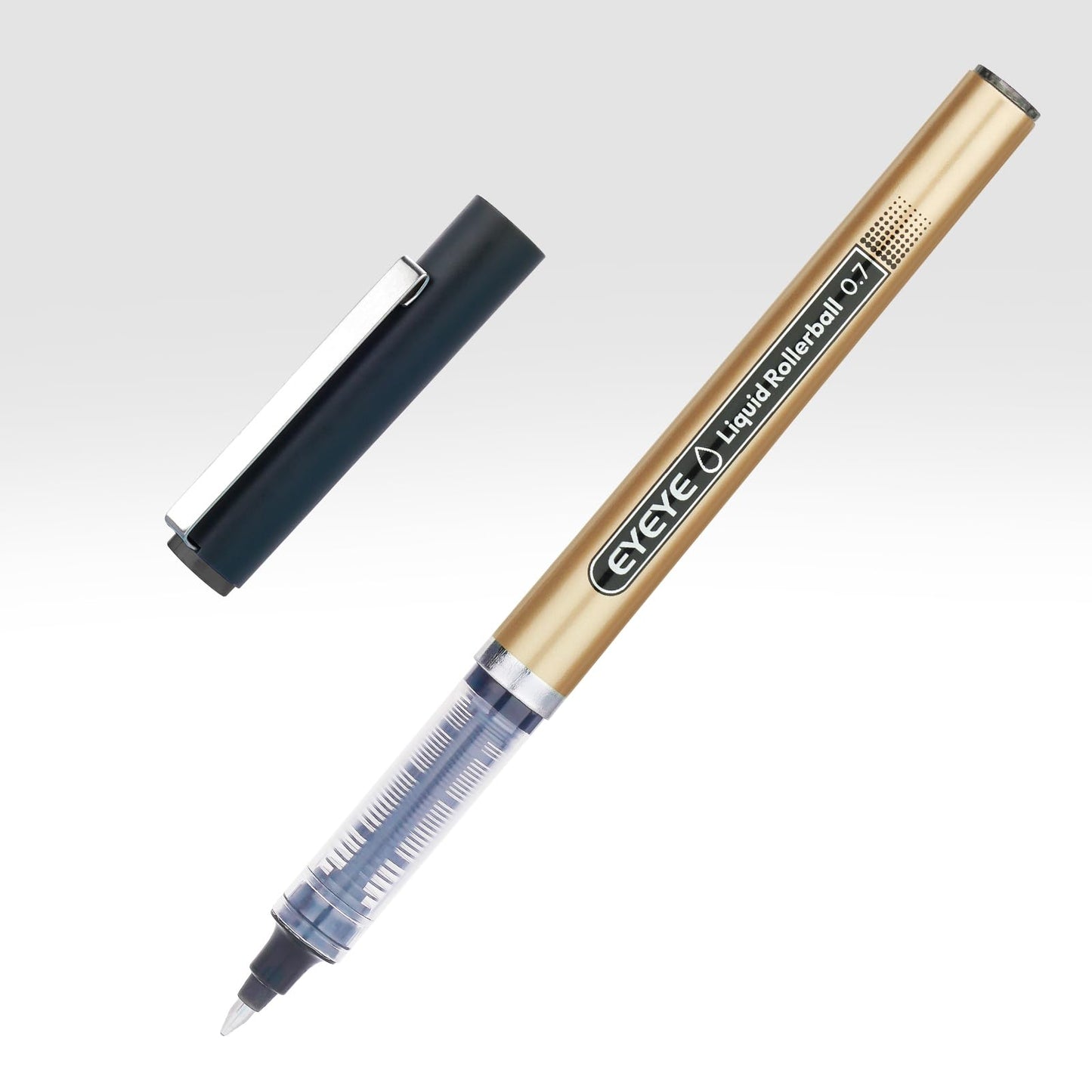 EYEYE Black Rollerball Pens 12 Pack 0.7mm Medium Point, Quick Dry Liquid Ink, Smooth Writing for Journaling, Note Taking, Office & School Supplies