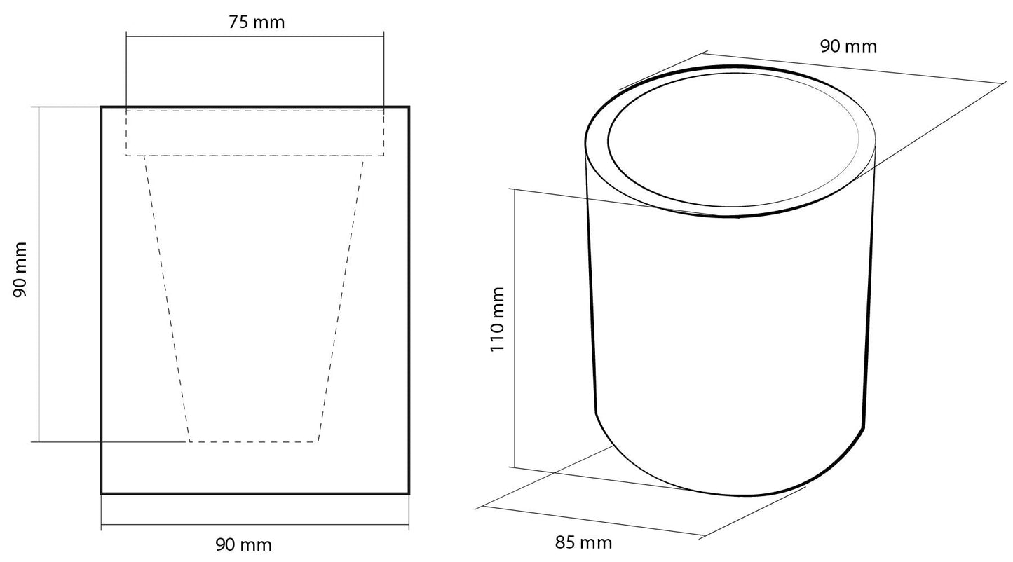 CONCRETTE Flower Pot, Black Metallic, 11x9x9 cm