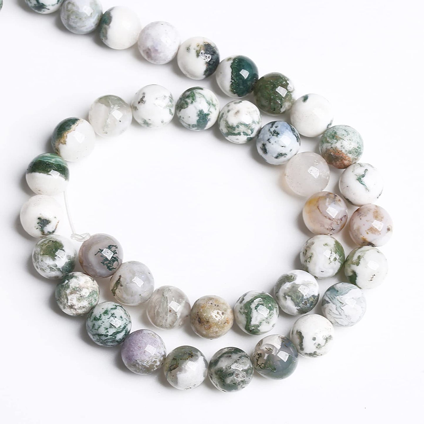 6MM 60PCS Natural Stone Tree Leaf Agate Loose Beads for Jewelry Making DIY Bracelet Necklace
