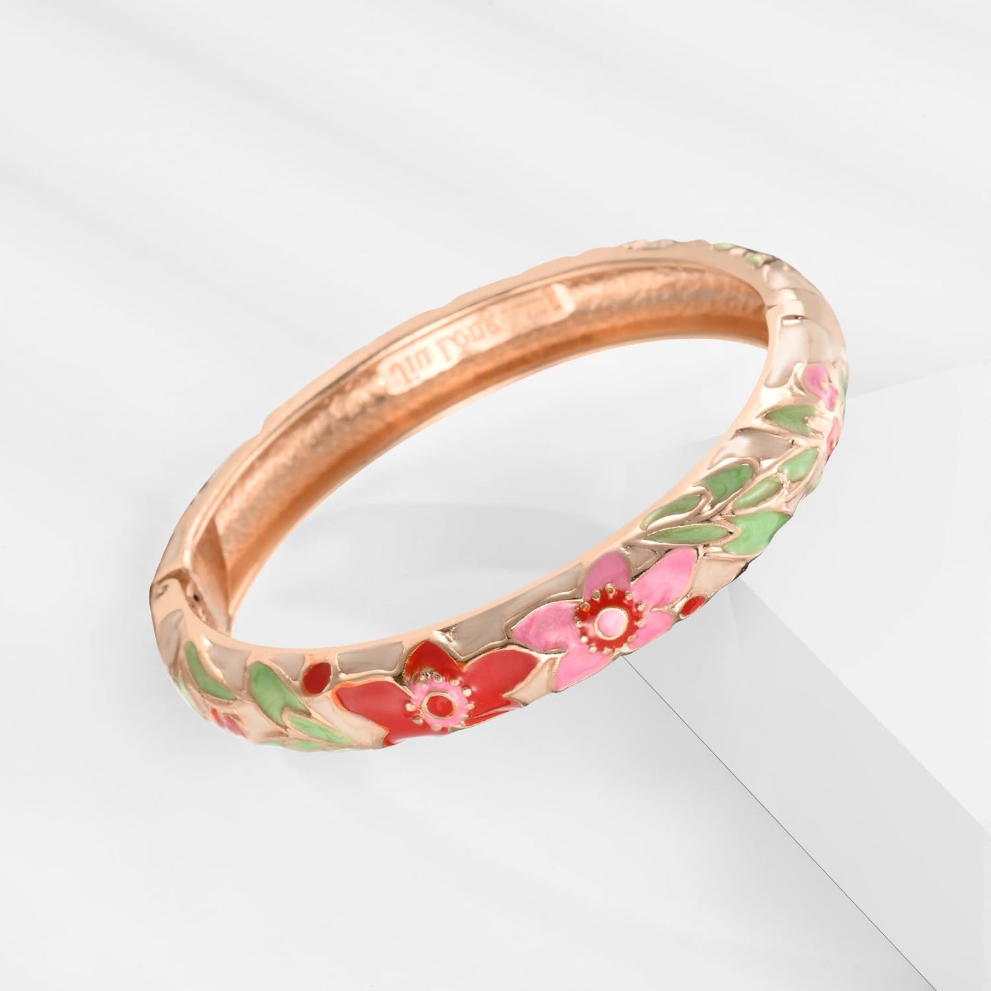 wynameleri Vintage Cloisonne Jewelry Gorgeous Rhinestone Handcrafted Bracelets Enamel Flower Bird Hinged Cuff Bangles Gifts 88A31-55A101 Cream White