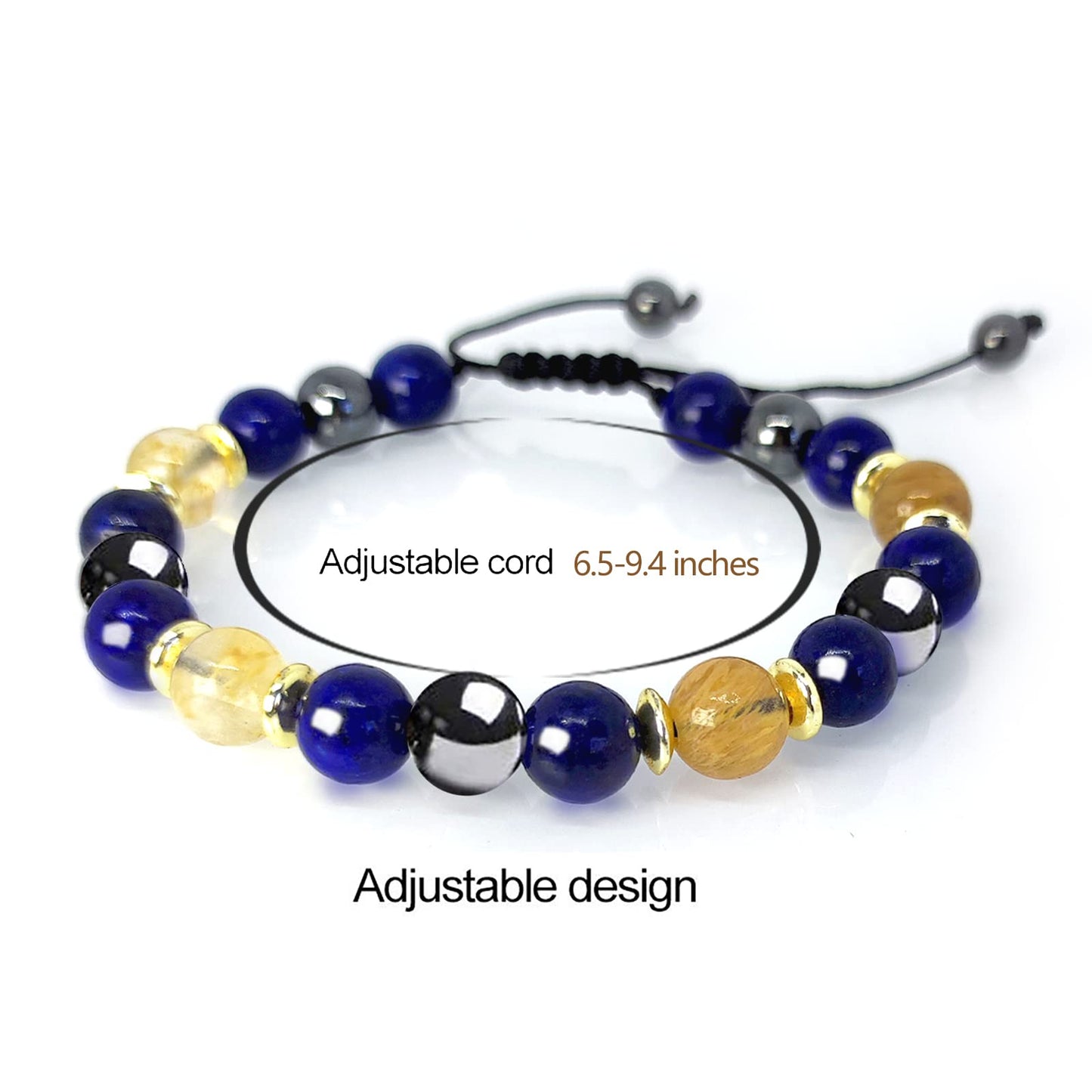 Hion Triple Protection Bracelet-For Wealth Abundance Money, Enhances Decision Making and Promotes Friendship, Honesty, Compassion and Integrity， Lapis Lazuli Bracelet Set for Men Women