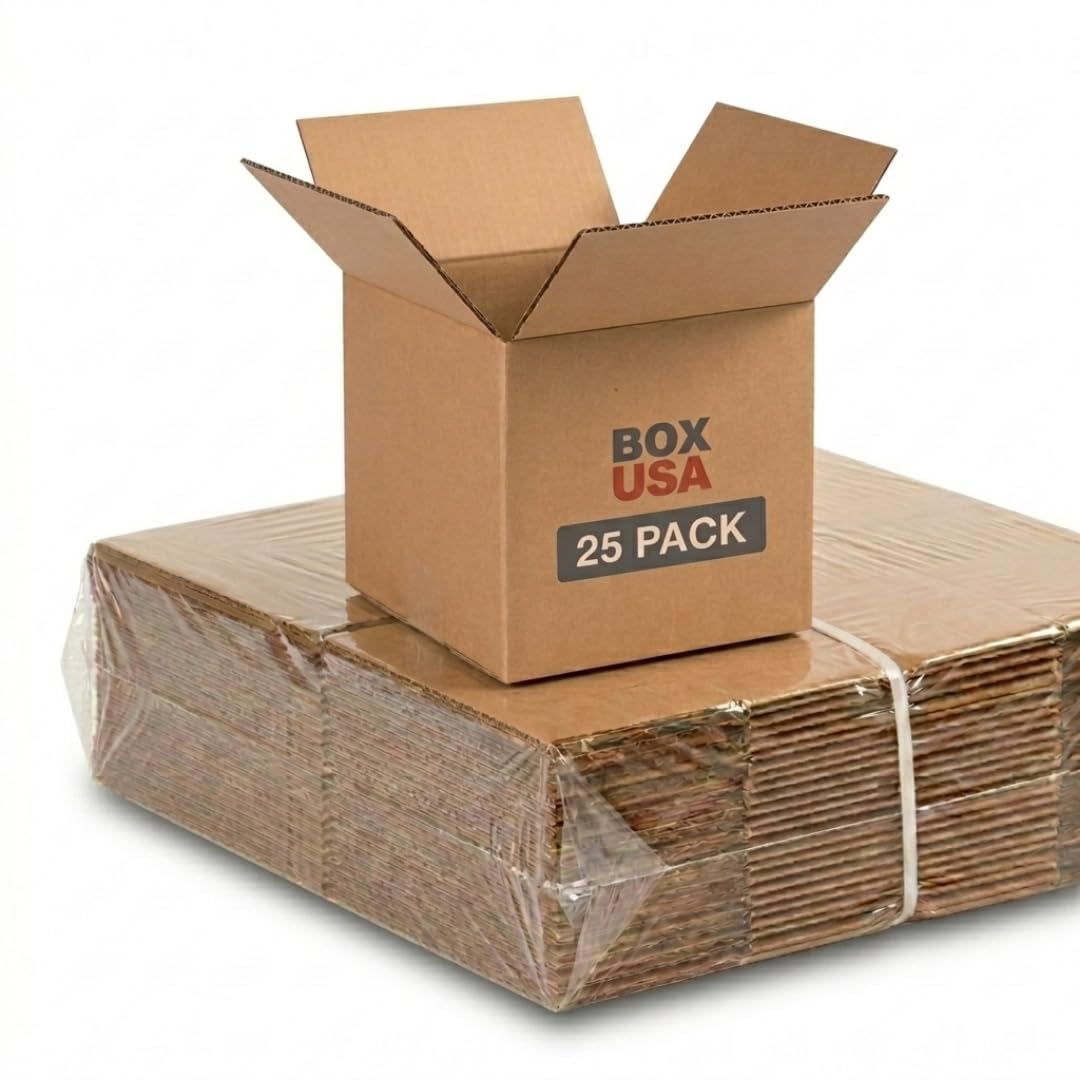 BOX USA Cube Shipping Boxes 8"L x 8"W x 8"H (25-Pack) - Small Corrugated Cardboard Packaging Boxes for Shipping, Packing, Moving, and Storage at Home, Office, or Business