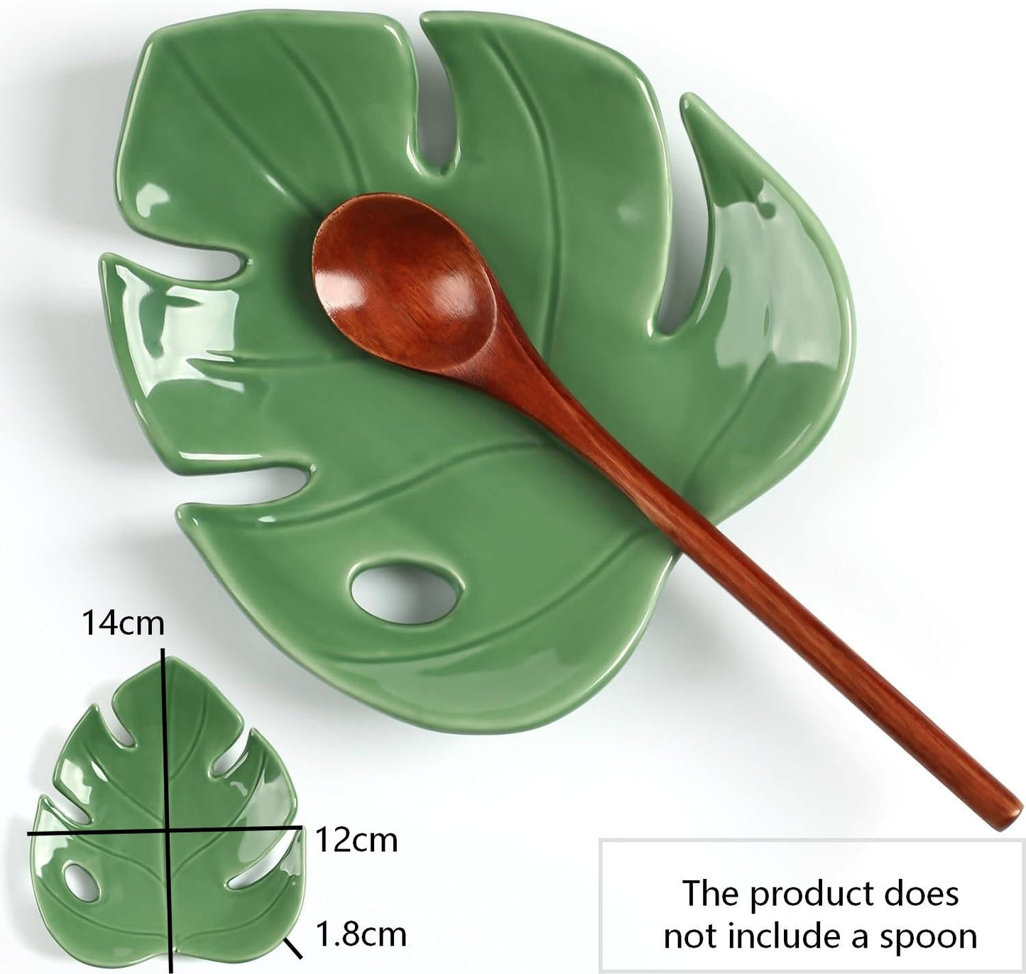 Ceramic Spoon Rest Leaf - Cute Spoon Rest for Stove Top, Decorative Kitchen Spoon Rest for Cooking Utensils, Sage Green Kitchen Decor and Accessories
