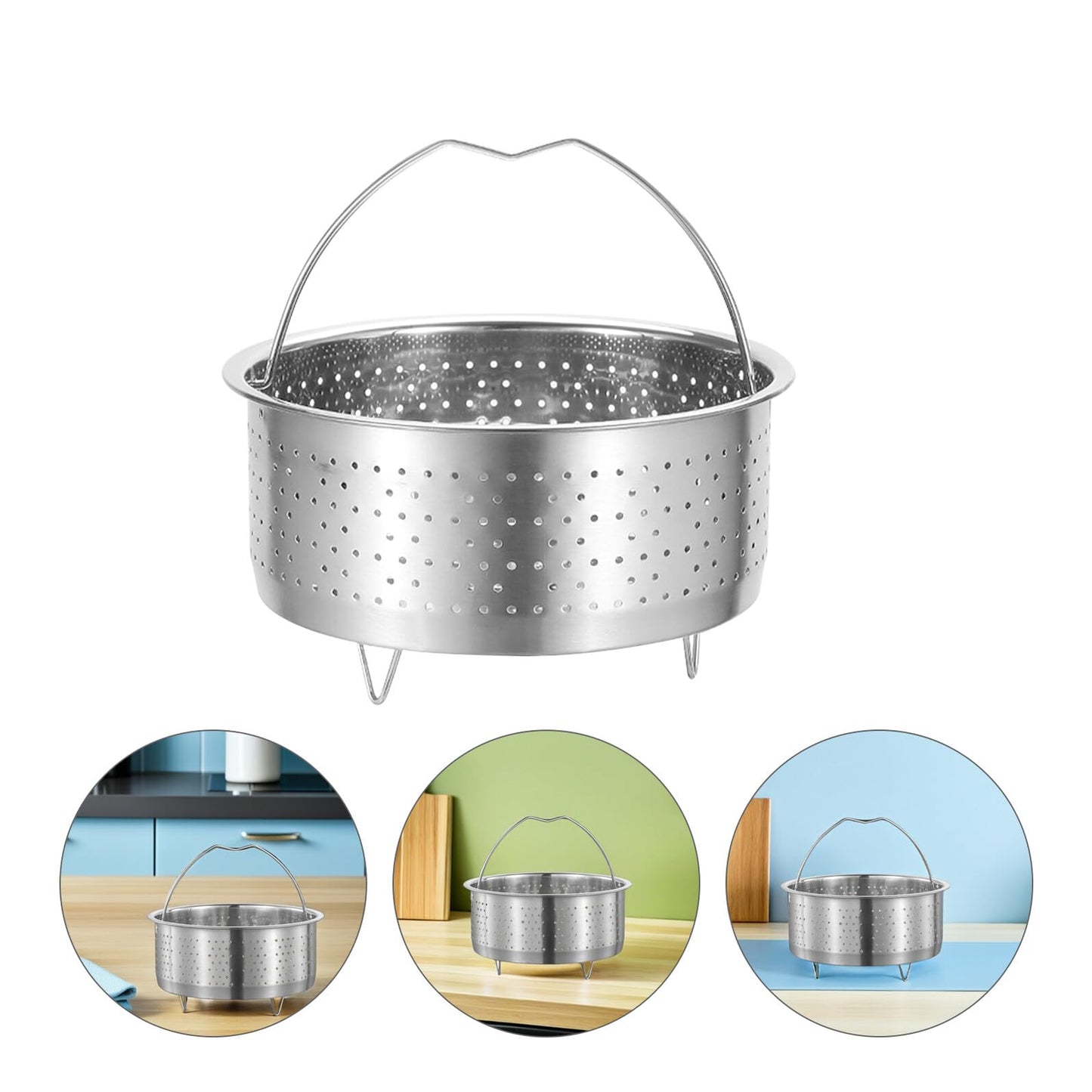 Luxshiny Multi-Use Vegetable Steamer Basket 6.88 Inch Stainless Steel Food Steaming Basket for Dumplings Seafood Eggs Corn and More