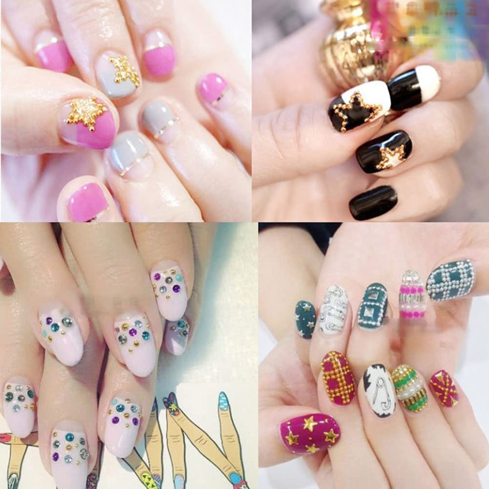 YBW Mesiyun Nail Art Gold Micro Beads Silver Steel Ball Rose Gold Mini Metal Caviar 3D DIY Craft Manicure Decorative Accessories Kit 12 Pots
