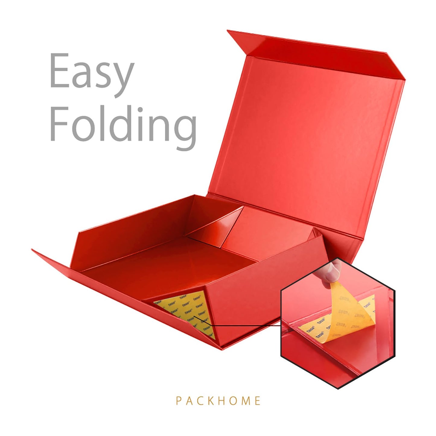 PACKHOME Mothers Day 6 Large Gift Boxes 13.5x10x3.5 Inches, Sturdy Shirt Boxes with Magnetic Lids for Multiple Occasions (Glossy Red)