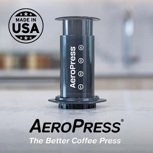 AeroPress Original Coffee and Espresso-style Maker, Barista Level Portable Coffee Maker with Chamber, Plunger, & Filters, Quick Coffee and Espresso Maker