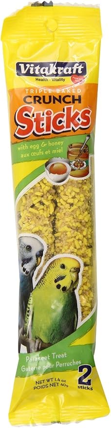 Vitakraft Crunch Sticks Parakeet Treats Golden Honey Flavor, 2 Stick Pack