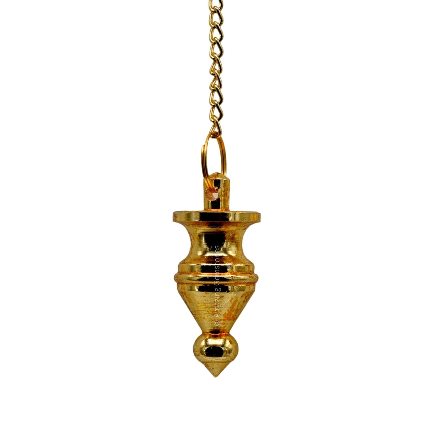 Amazing Gemstone Healing Metal Pendulums for Divination, Gold Ring Pointed Cone Steel Copper Pendulum High Energy Pendulo de Bronce Pendulos de Mesa MP11