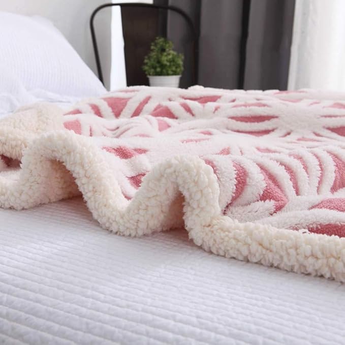 LOMAO Sherpa Fleece Blanket Fuzzy Soft Throw Blanket Dual Sided Blanket for Couch Sofa Bed (Pink, 60''x 80'')