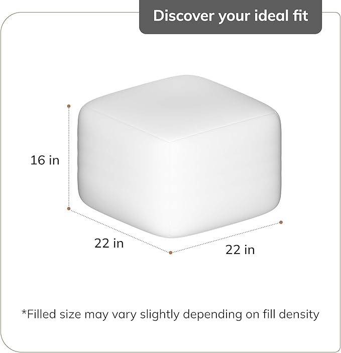 Anji Mountain 100% Handmade & Handcrafted Comfortable Home Décor Pouf Ottoman Footrest for Living Room, Bedroom, Nursery, Kidsroom, Patio Furniture - (22" x 22" x 16" - Gray)