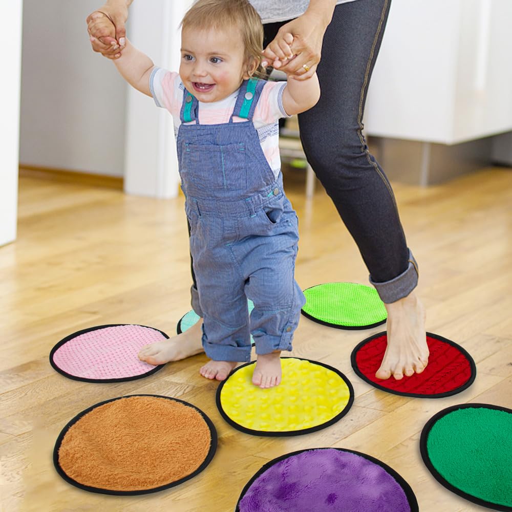 Inbeby 16 Set Round Sensory Mini Mats Textured Sensory Tiles - Sensory Toys for Autistic Children, Babies and Toddlers with Sensory Issues - Tactile Sensory Walls Sensory Mats for Fidgeting Activity