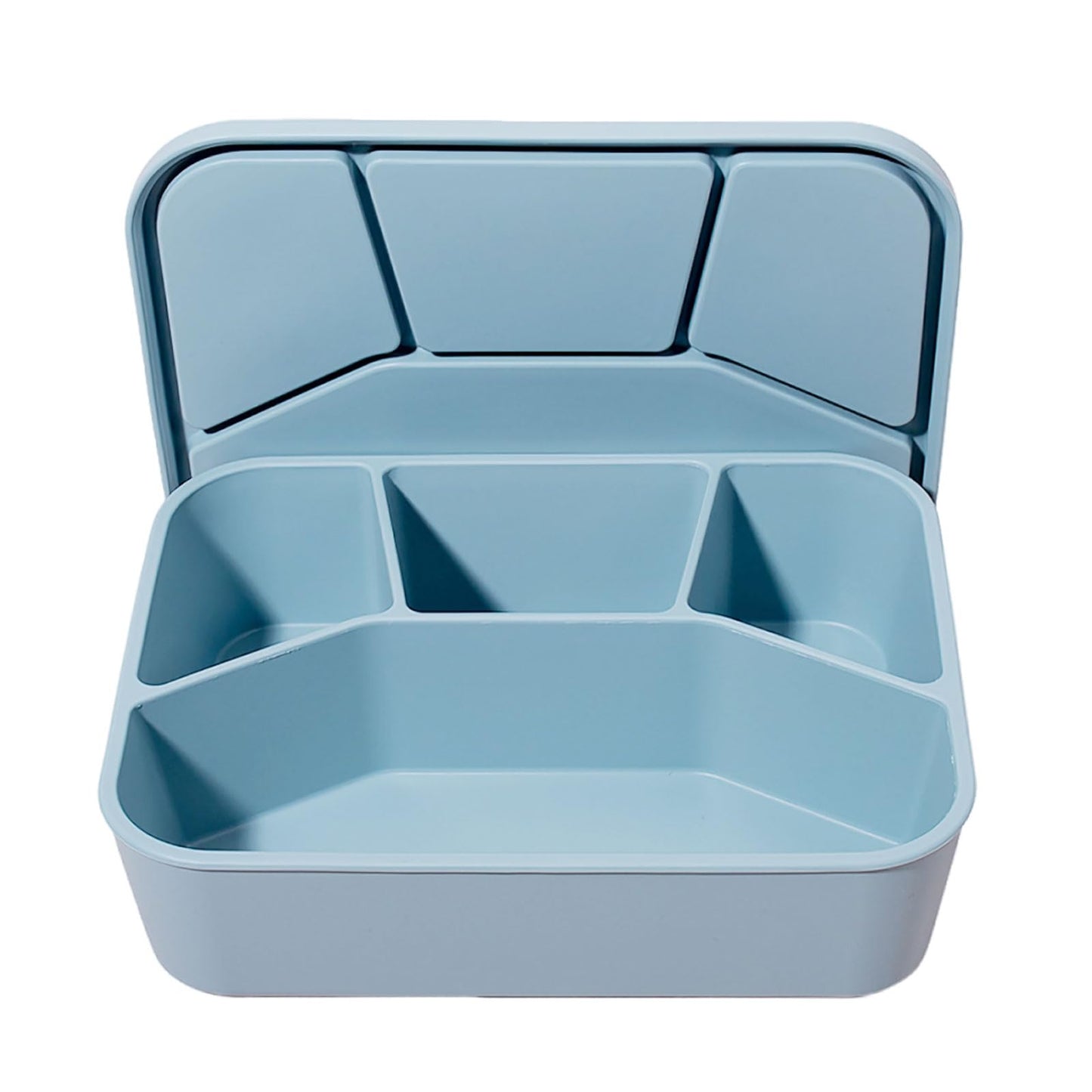 AROCFTIE Silicone Bento Box, 4 Compartment Hard-Shell Food Grade Silicone Lunch Box with Lids,40oz Leak-Proof Lunch Containers with Four Sections, Oven & Dishwasher Safe (Blue)