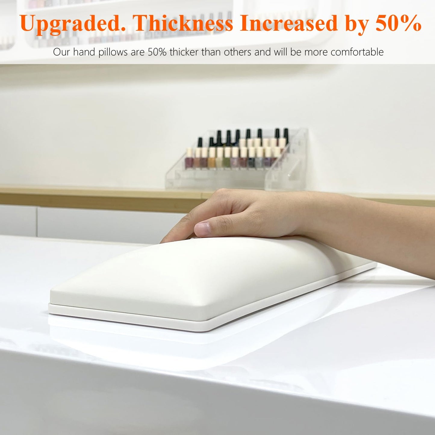 White Nail Arm Rest for Nail Tech, Cleanable and Waterproof, Professional Nail Hand Rest for Nail Tech Manicure Hand Pillow Stand with Anti-Slip Mat