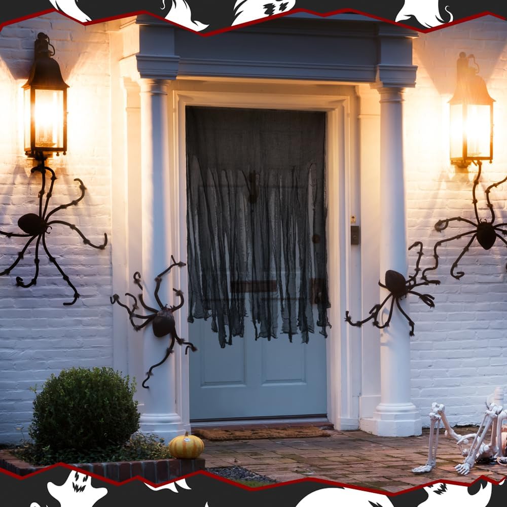 10 Pcs Halloween Door Curtain Decorations - 4063 Inch Black Creepy Doorway Window Curtains for Haunted House Decoration