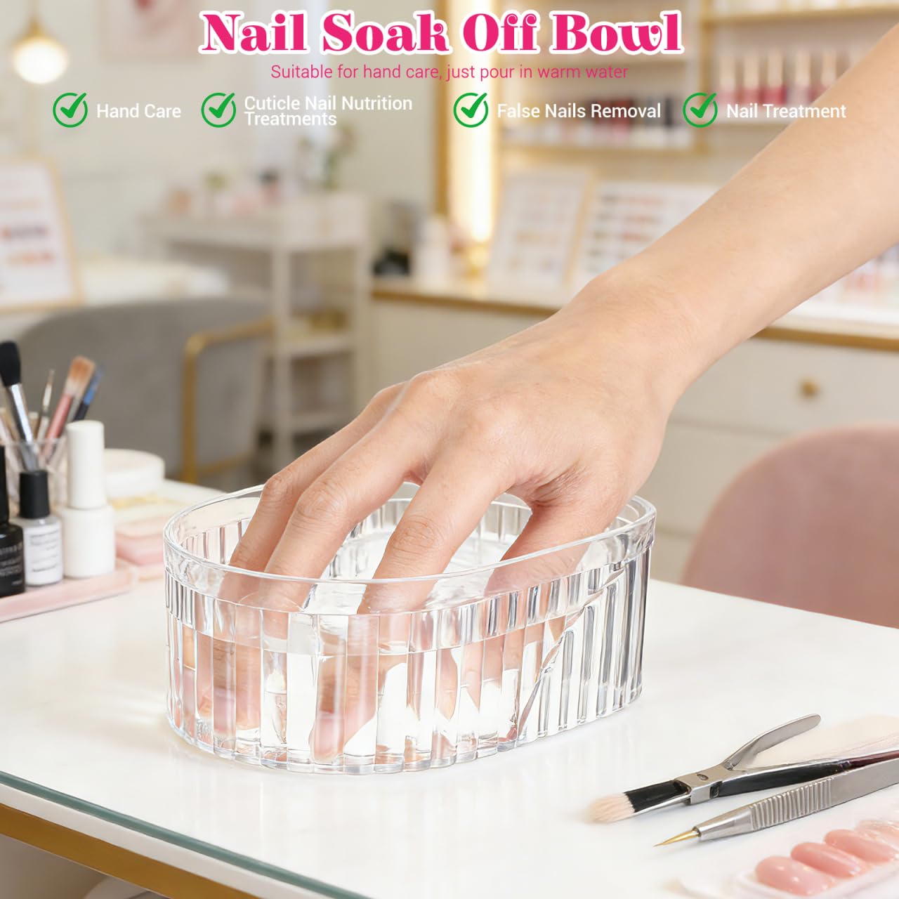 SOIMISS Acrylic Nail Soaking Bowl for Nail Polish Removal and Cuticle Softening Fits One Hand Suitable for Home Manicure Treatment Tray