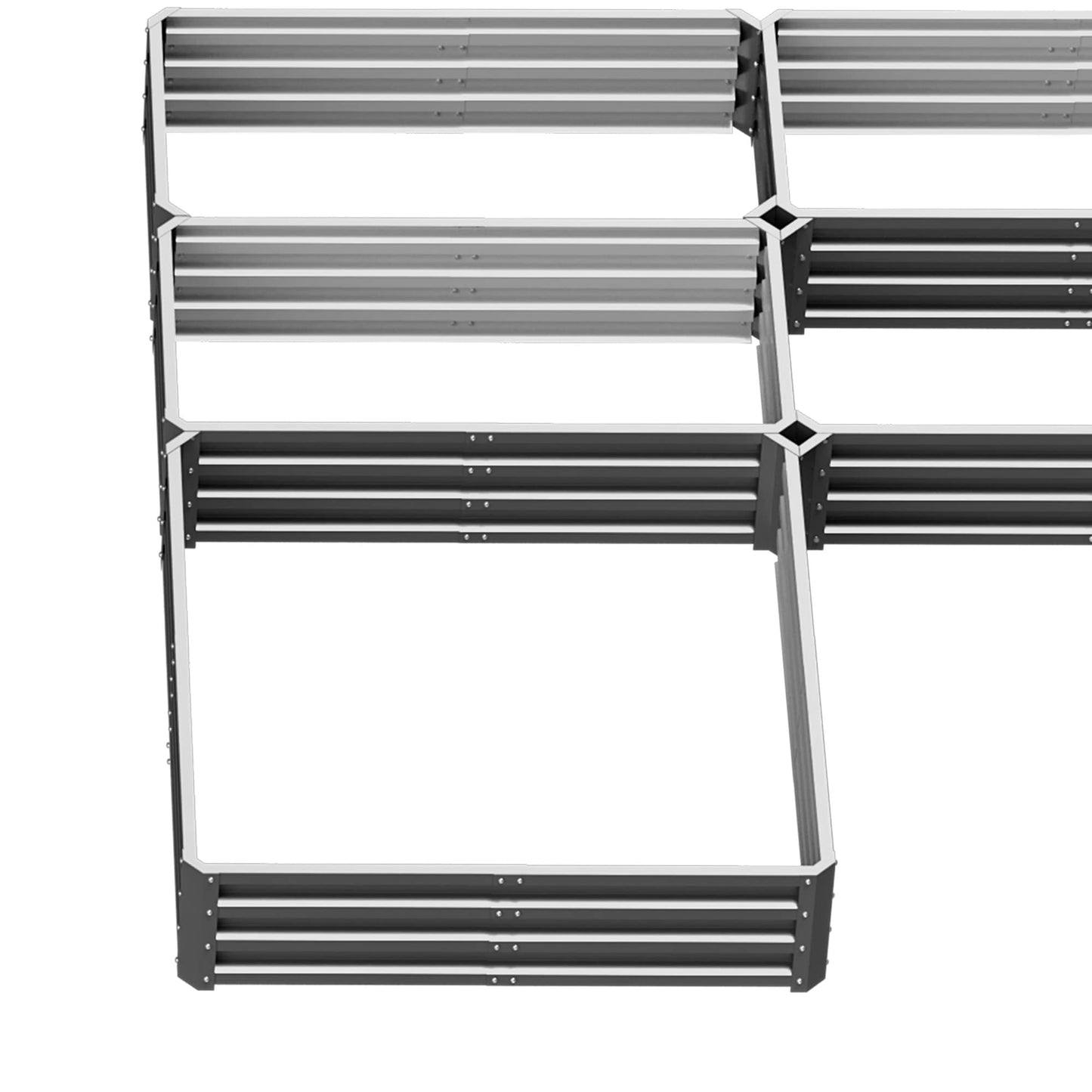 Outsunny 8 x 8ft DIY Raised Garden Bed, Large Galvanized Steel Planter Box with 5 Compartments, for Outdoor Plants, Vegetables, Flowers, Herbs, Easy Assembly, Gray