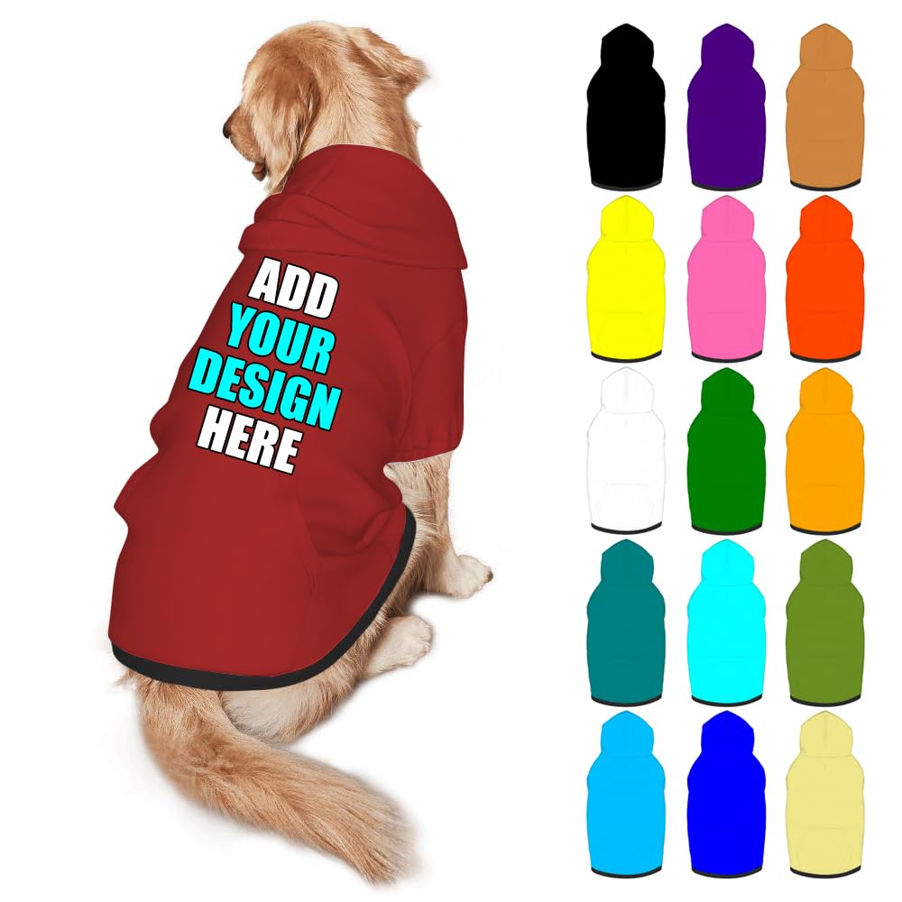 Mynvzrk Custom Dog Clothes with Photo Name Logo Personalized Dog Sweaters for Small Medium Large Dogs Breathable Warm, Gold, L